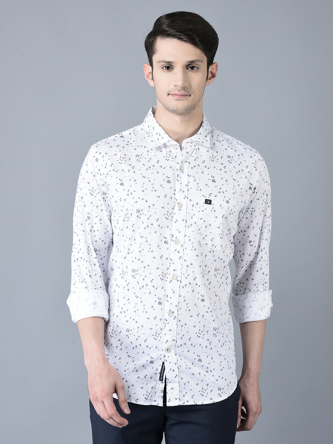 CANOE MEN Casual Shirt White Color Cotton Fabric Button Closure Striped