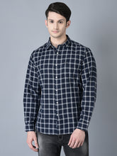 Load image into Gallery viewer, CANOE MEN Casual Shirt Navy Color Cotton Fabric Button Closure Checked
