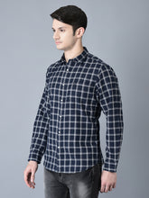 Load image into Gallery viewer, CANOE MEN Casual Shirt Navy Color Cotton Fabric Button Closure Checked
