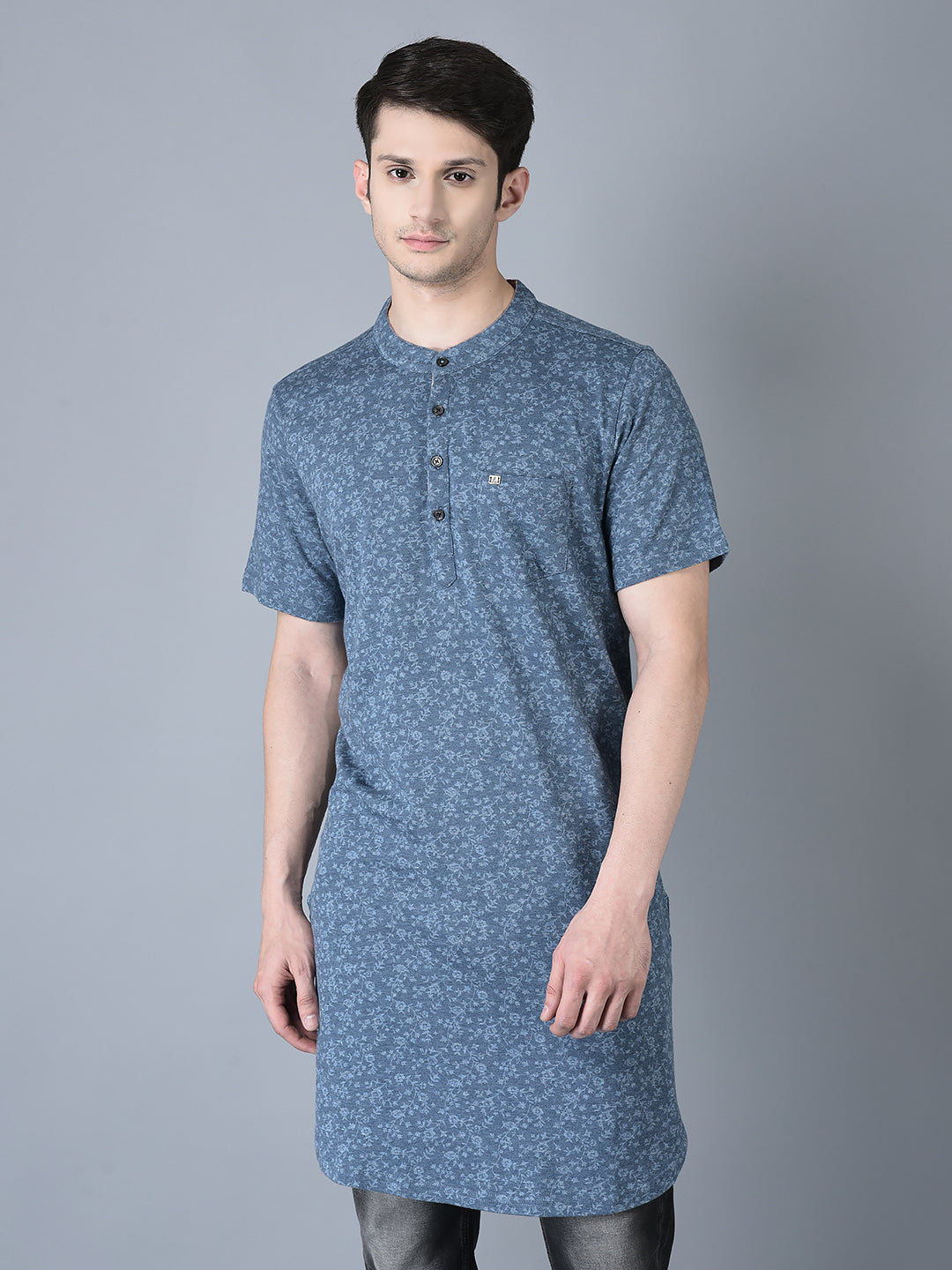 Canoe Men Half Sleeve Button Closer Knitted Kurta