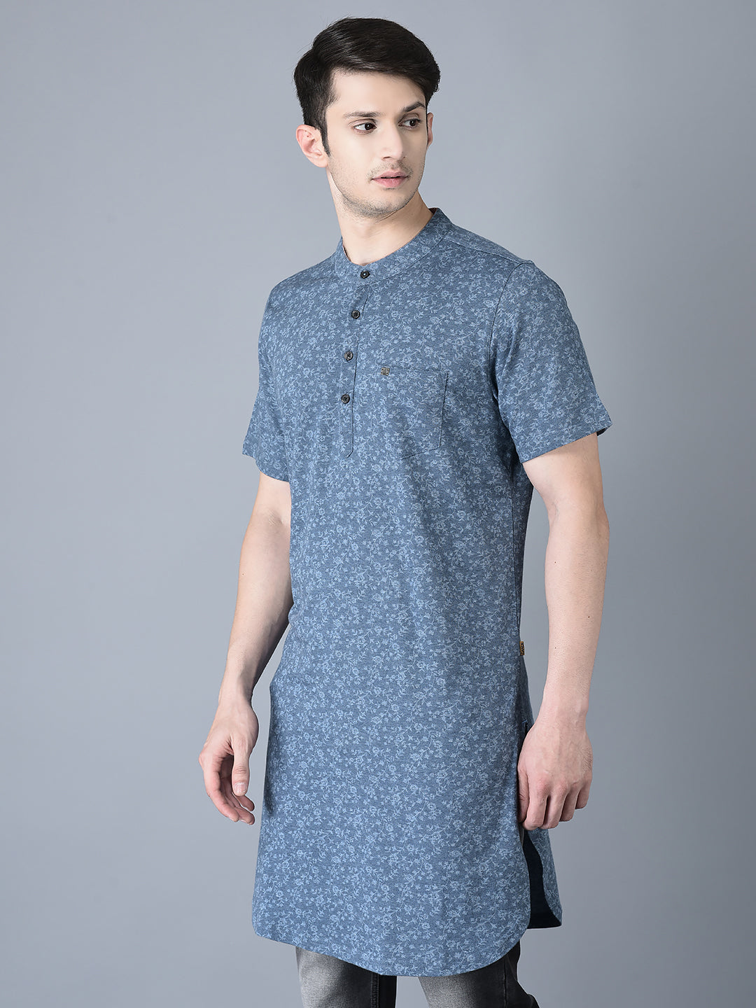 Canoe Men Half Sleeve Button Closer Knitted Kurta