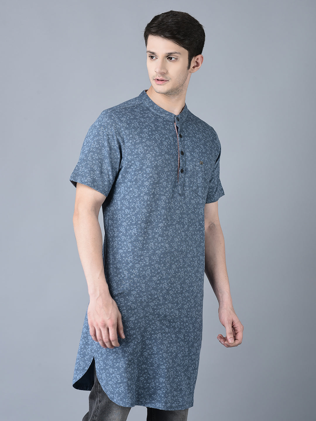 Canoe Men Half Sleeve Button Closer Knitted Kurta