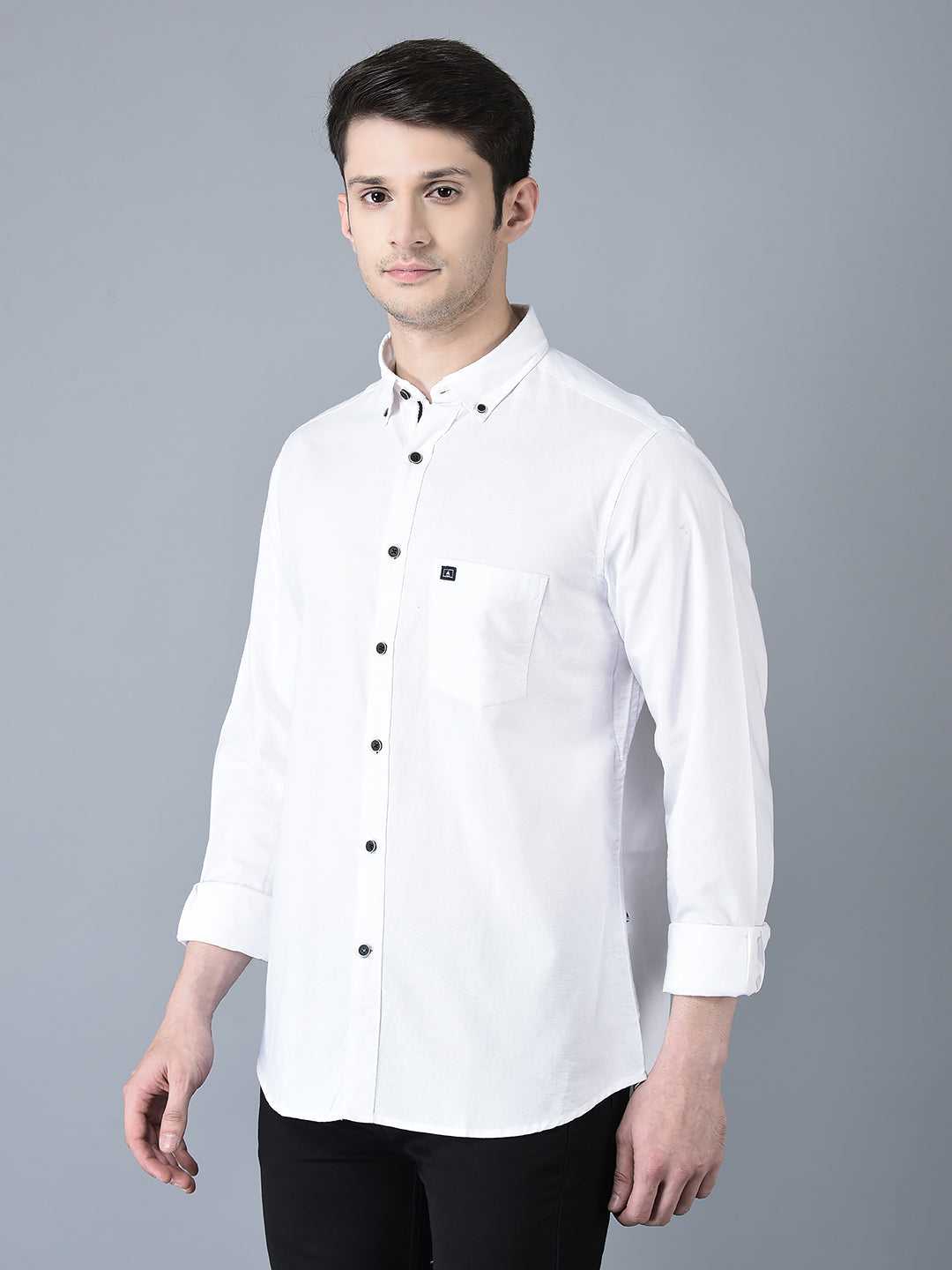 CANOE MEN Casual Shirt White Color Cotton Fabric Button Closure Solid