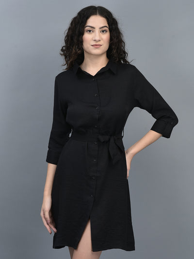 Canoe Women Roll-Up Sleeve Above Knee Legnth Casual And Party Wear Dress