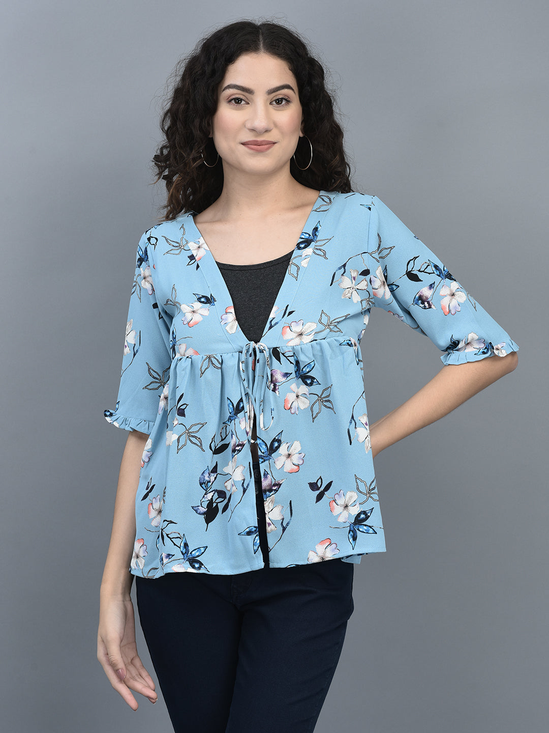 Canoe Women Short Sleeves Regular Length Floral Print Shrug