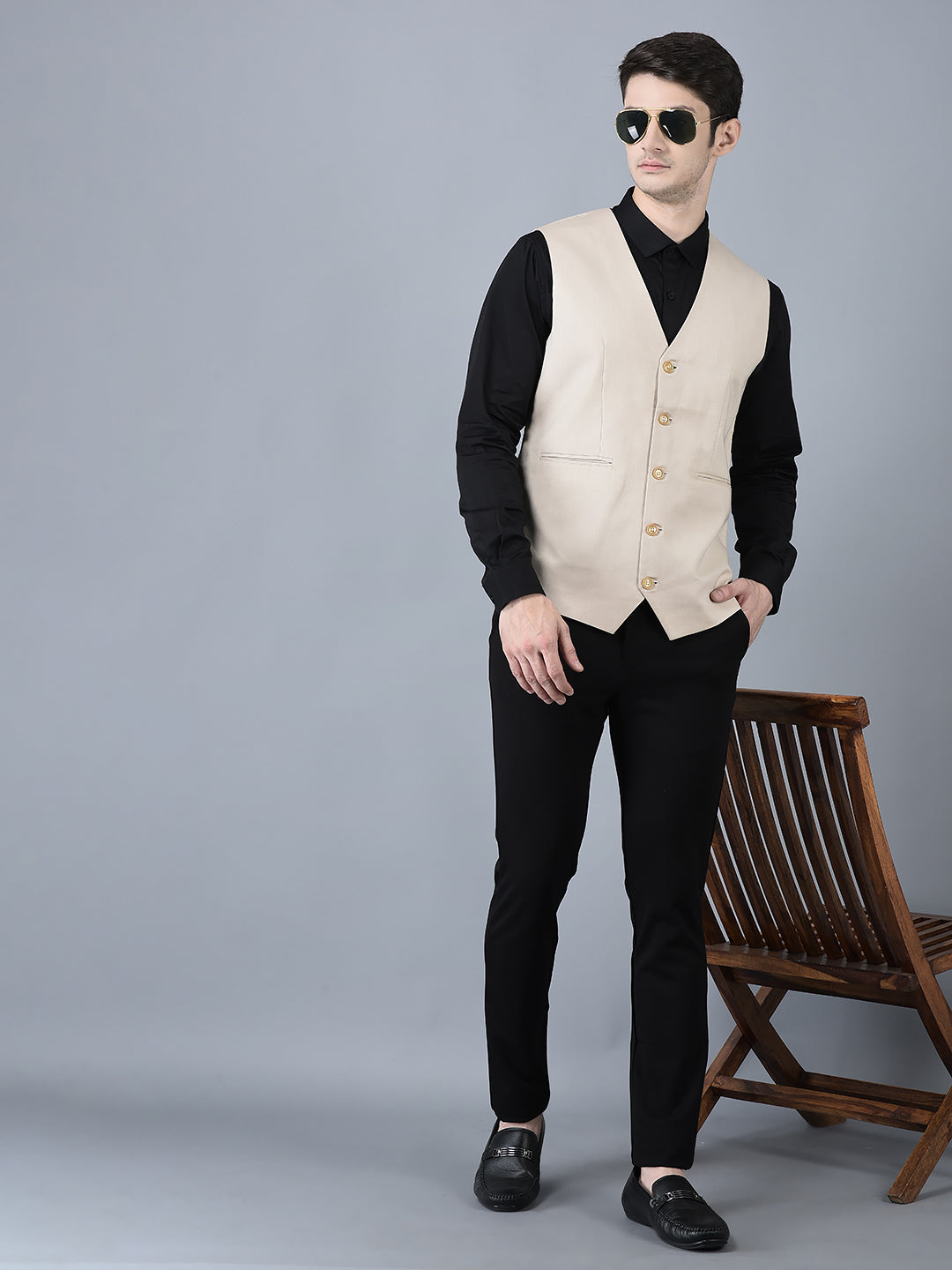 CANOE MEN Casual Waistcoat  Beige Color