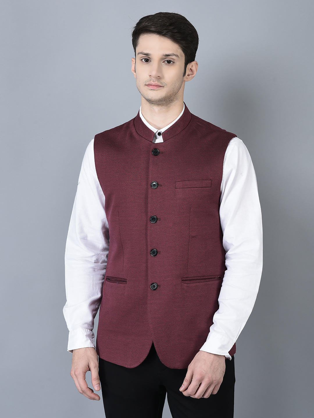 CANOE MEN Casual Waistcoat  Wine Color