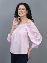 Load image into Gallery viewer, Canoe Women Off-Shoulder Three-Quarter Sleeves Medium Length Top
