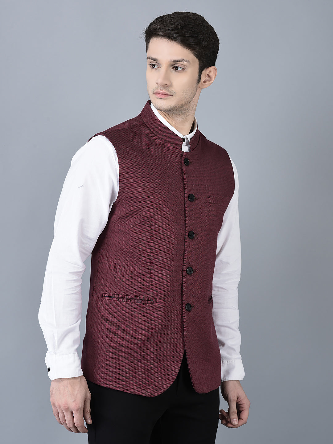 CANOE MEN Casual Waistcoat  Wine Color