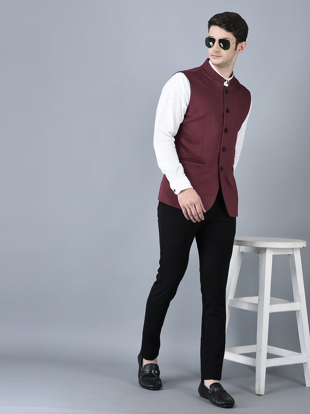 CANOE MEN Casual Waistcoat  Wine Color