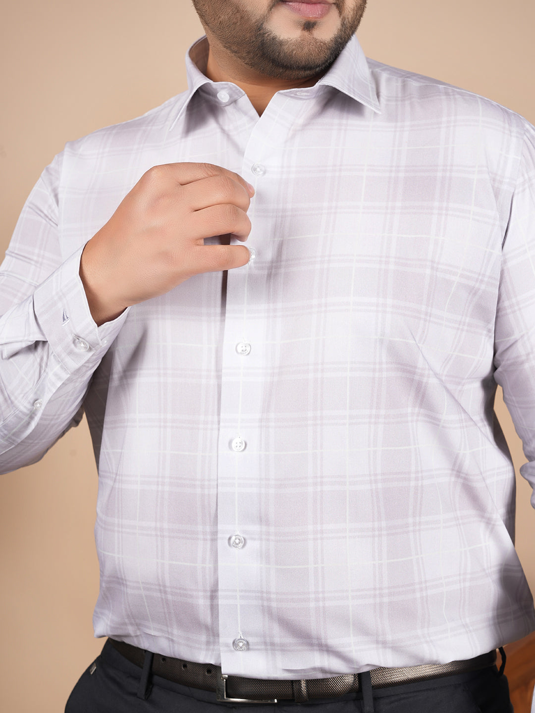 Luxury Bamboo Silk Check Formal Shirt for Men