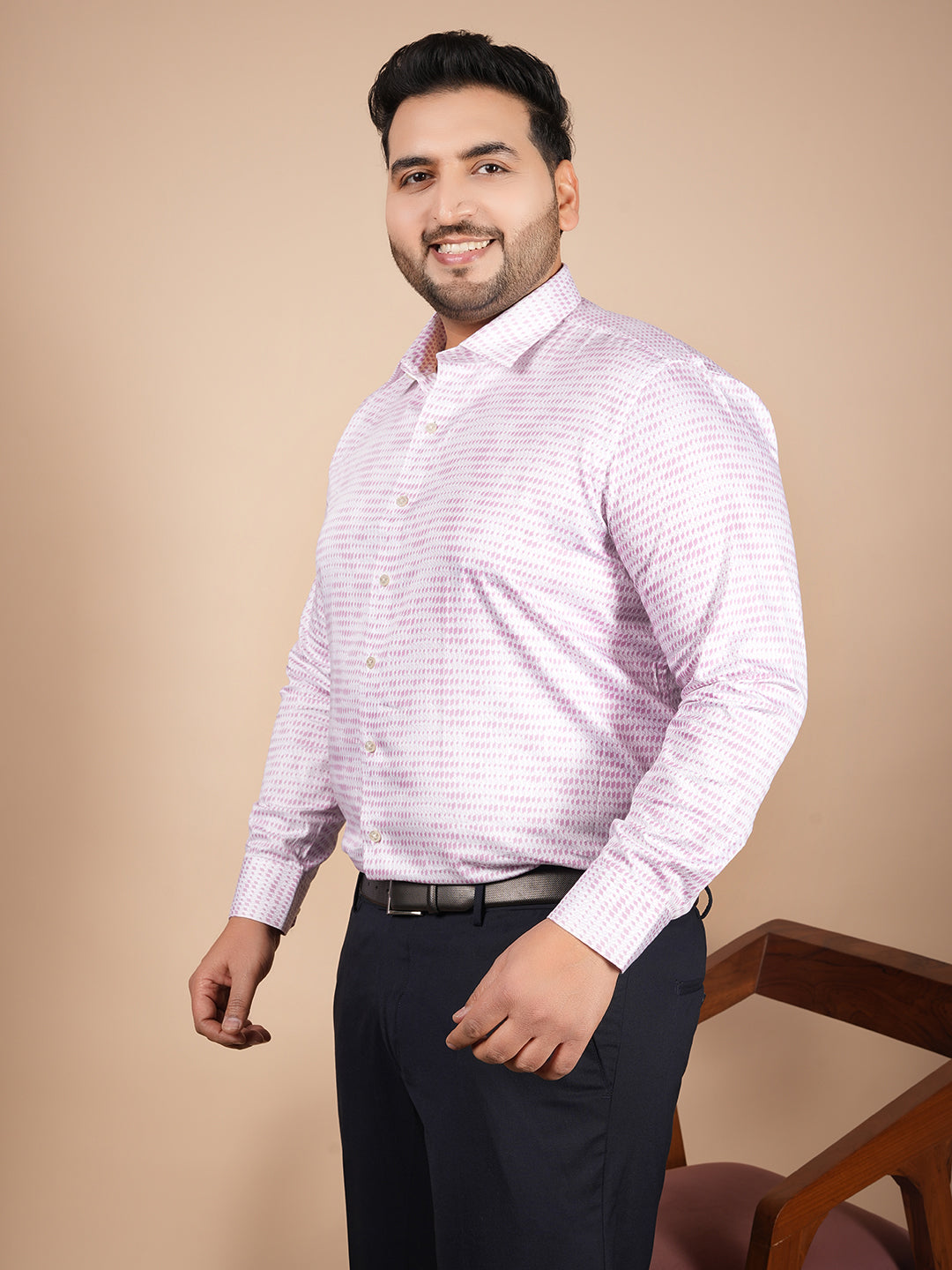 Canoe Premium Printed Pink Cotton Shirt | 100% Imported Cotton