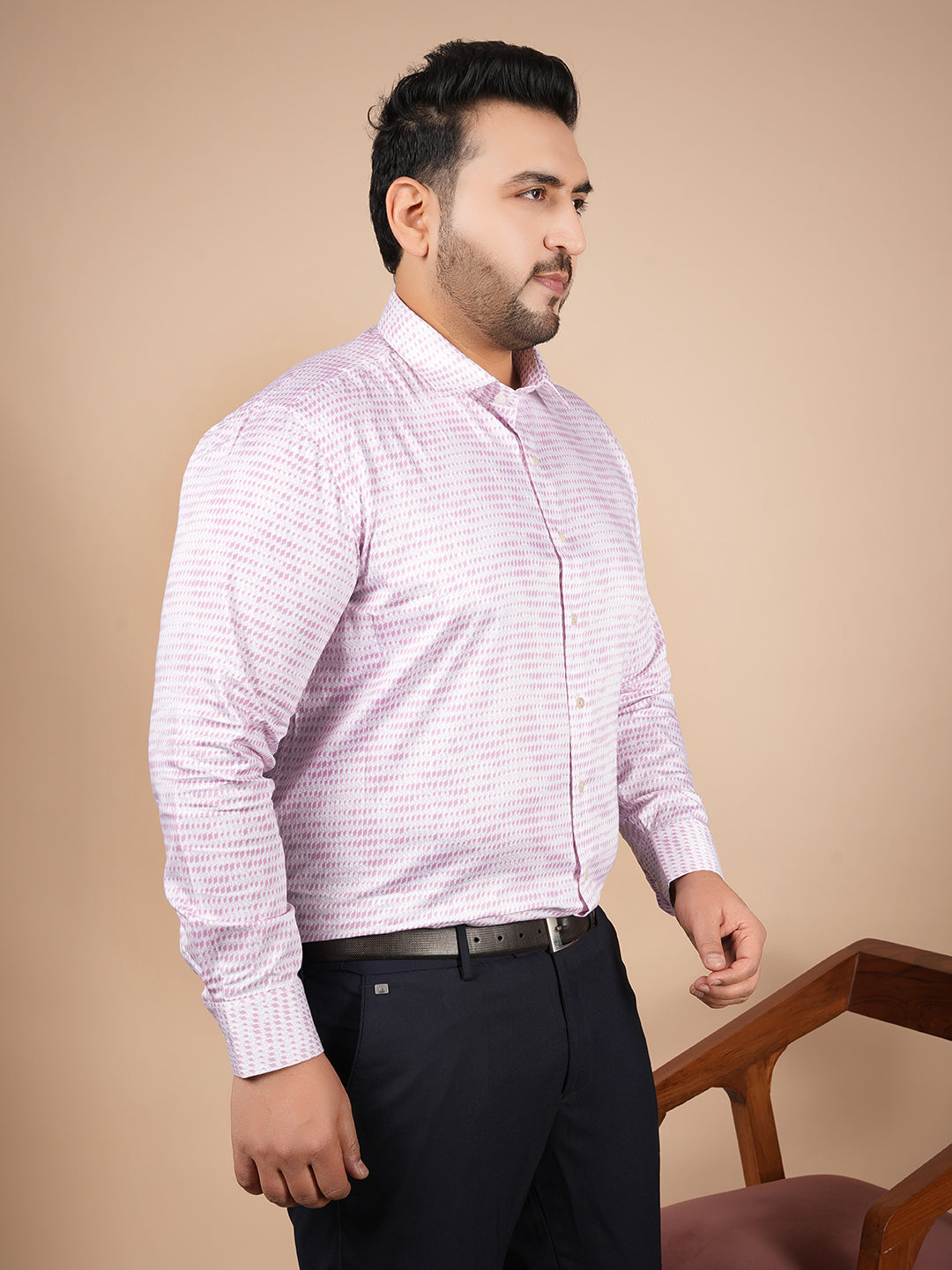 Canoe Premium Printed Pink Cotton Shirt | 100% Imported Cotton