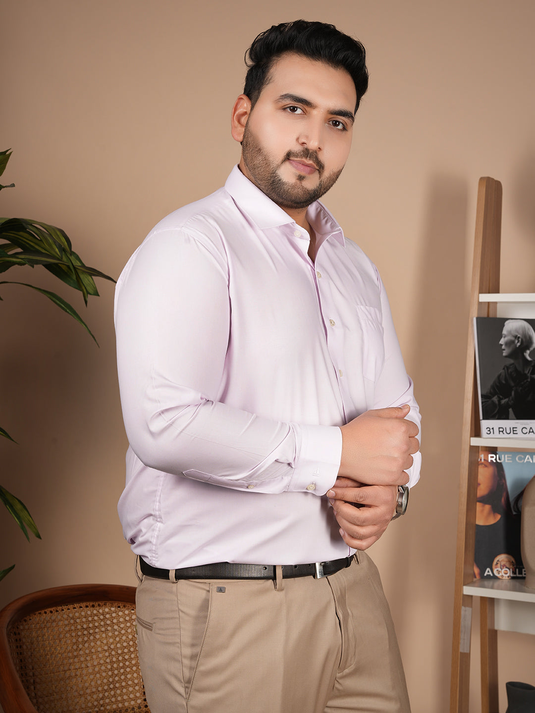 Canoe Signature Pastel Pink Microfiber Formal Shirt | Premium Executive Collection