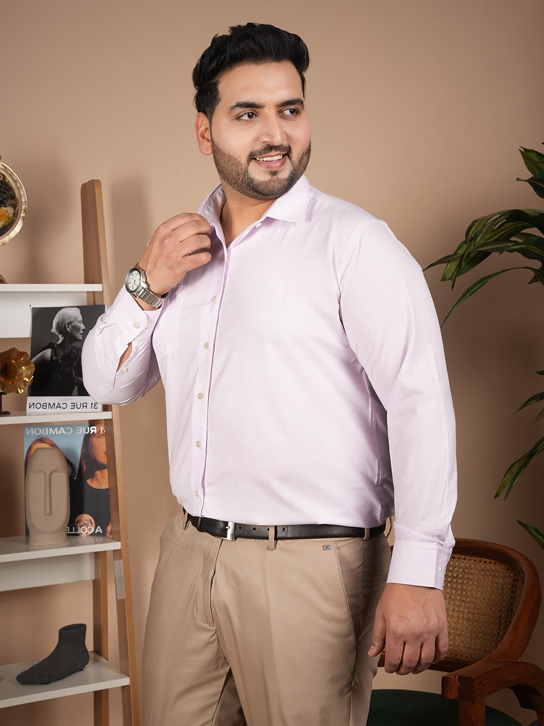 Canoe Signature Pastel Pink Microfiber Formal Shirt | Premium Executive Collection