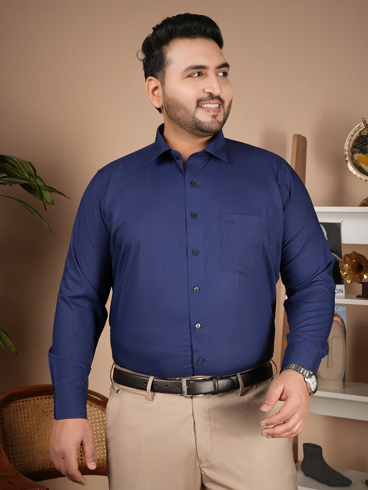 Canoe Signature Navy Blue Microfiber Formal Shirt | Premium Executive Collection