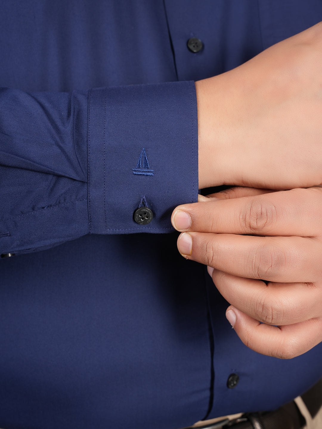 Canoe Signature Navy Blue Microfiber Formal Shirt | Premium Executive Collection