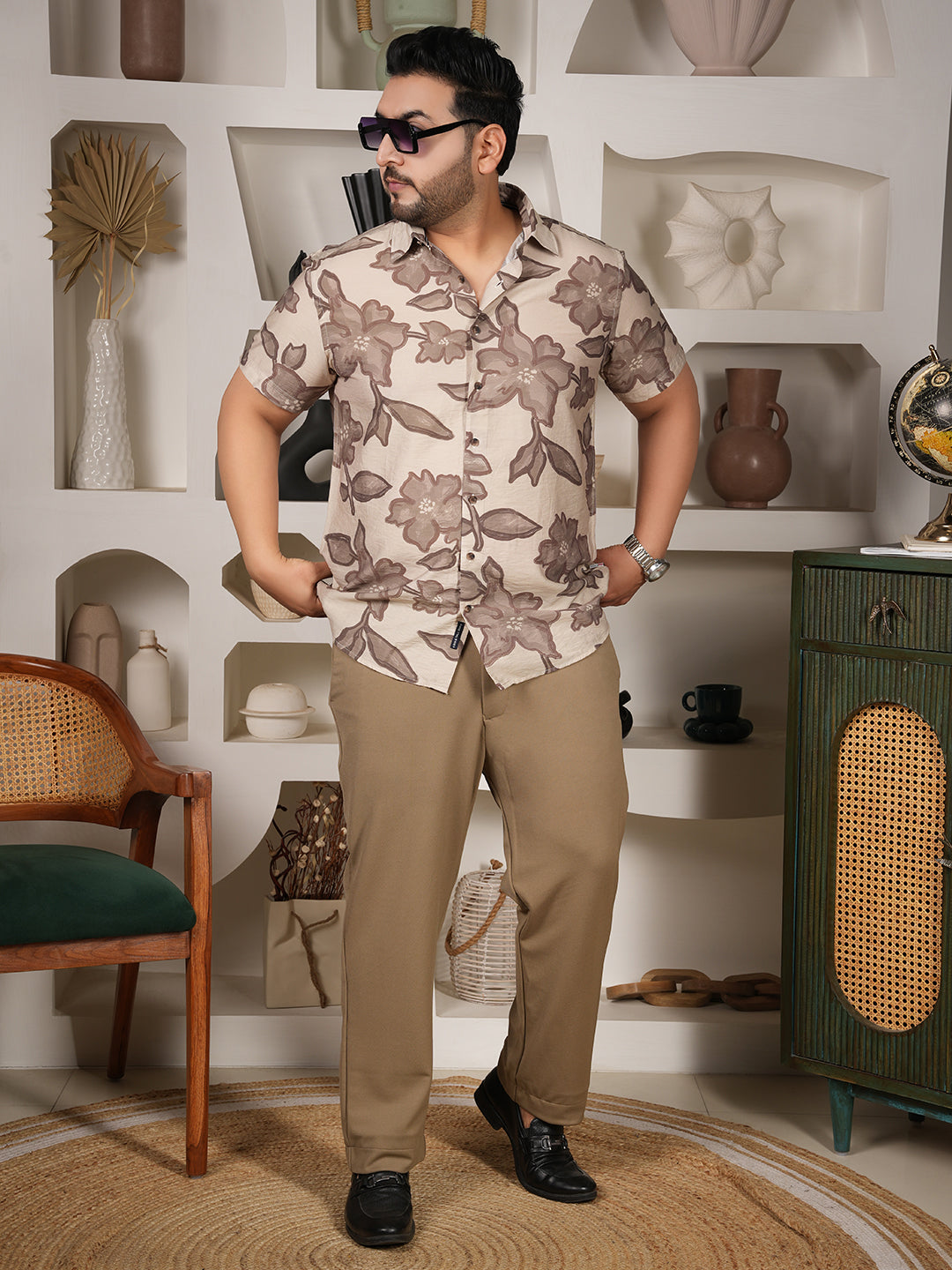 Premium Men’s Casual Shirt – 100% Viscose Floral Print