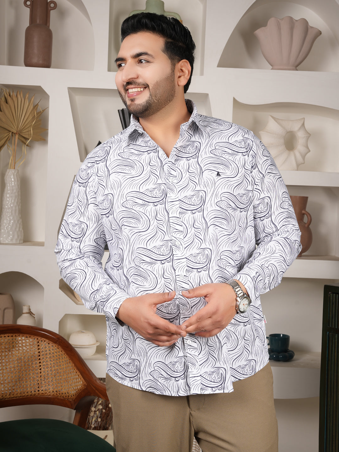 Canoe Atelier Monochrome Wave Shirt – Pure Cotton Luxury Collection