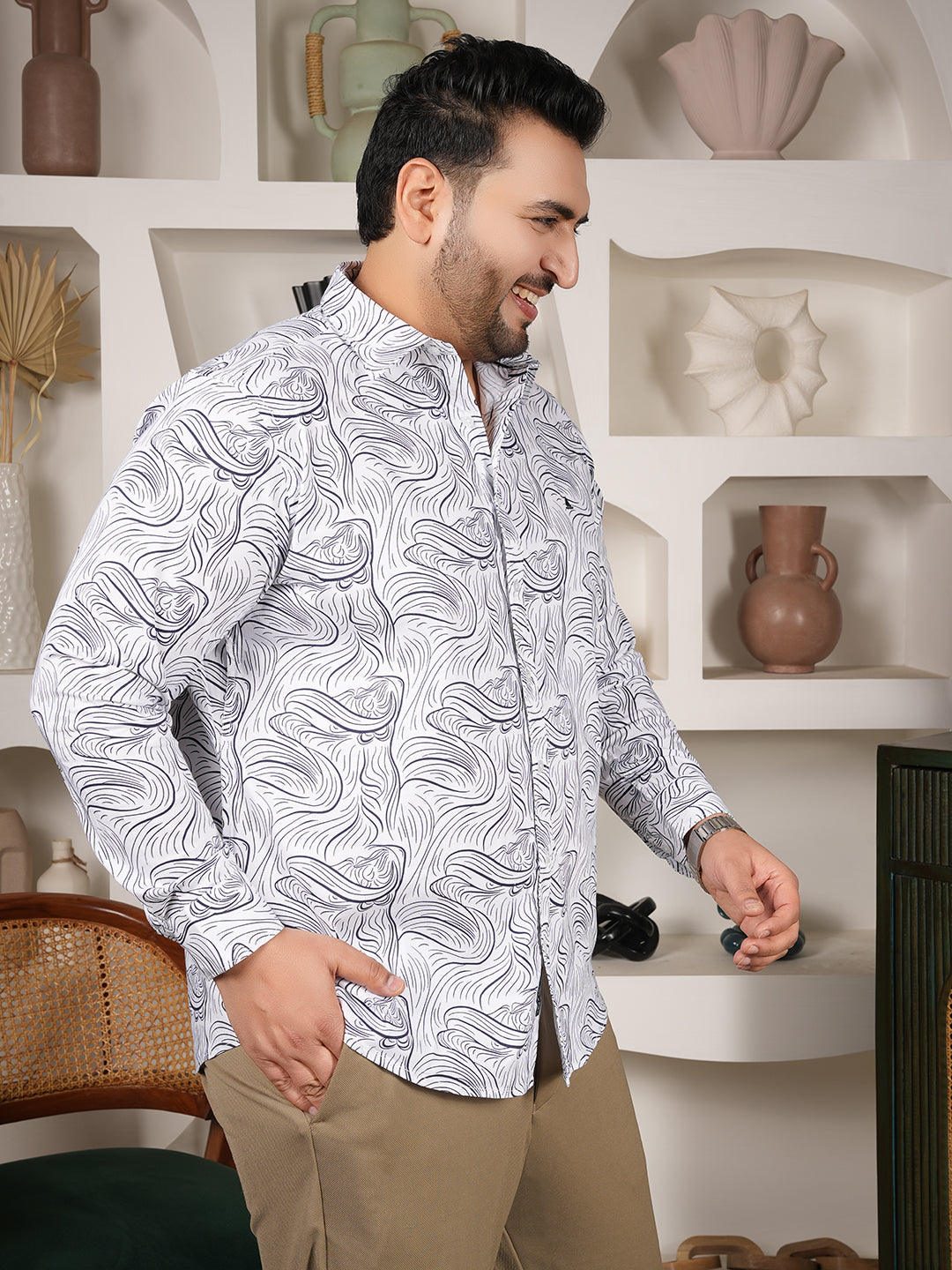 Canoe Atelier Monochrome Wave Shirt – Pure Cotton Luxury Collection