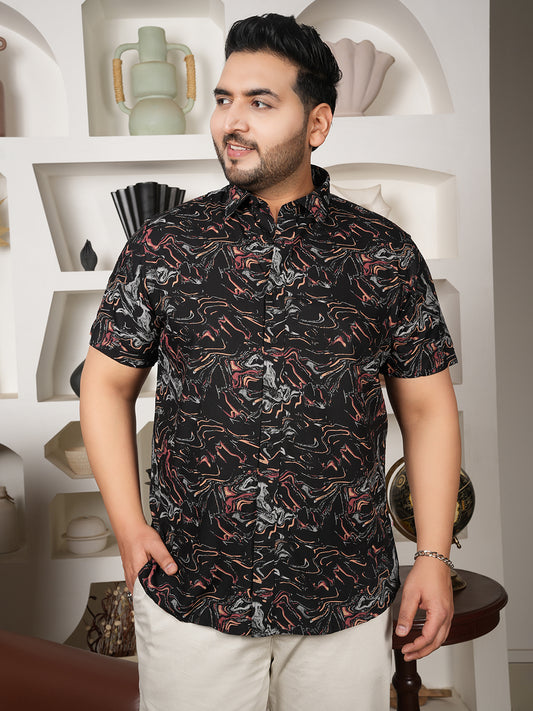 Noir Motion Abstract Shirt – Pure Viscose Luxury Edition