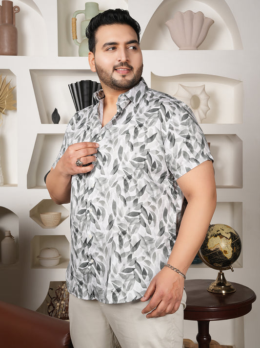 Premium Men’s Casual Shirt in 100% Cotton with Leaf Print