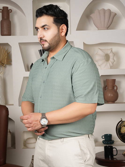 Premium Men’s Casual Shirt in Microfiber Blend with Stretch Color - Sea Green
