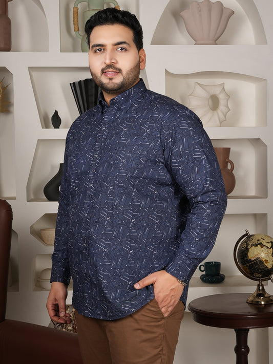 Men’s Navy Printed Cotton Shirt – Everyday Casual Wear