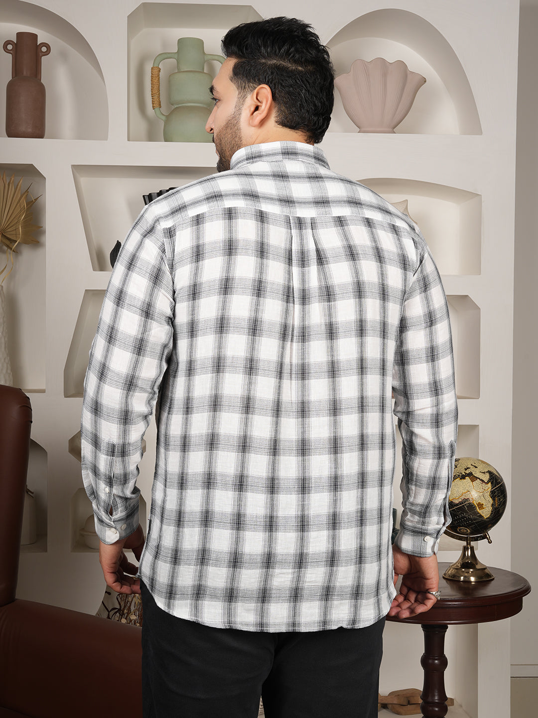 Premium Men’s Check Shirt in 100% Microfiber – Full Sleeve