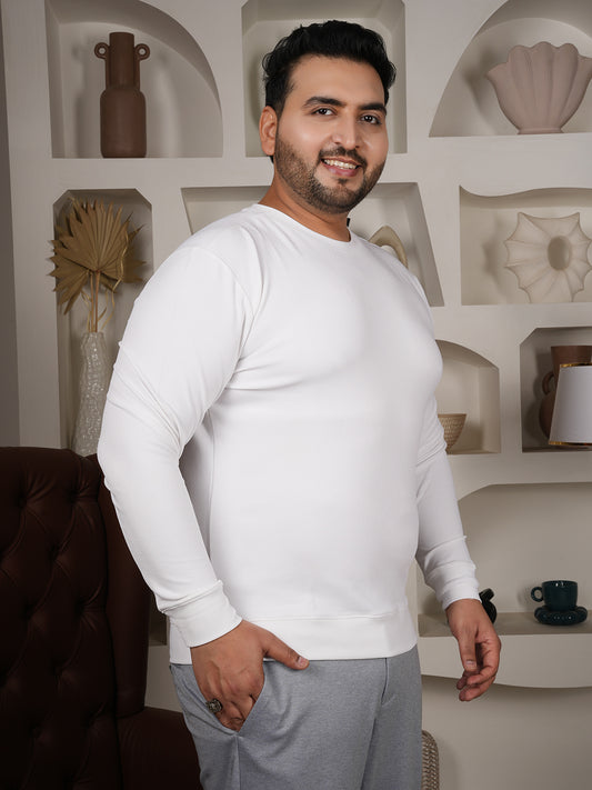 Men’s Premium White Sweatshirt – Classic Crew Neck