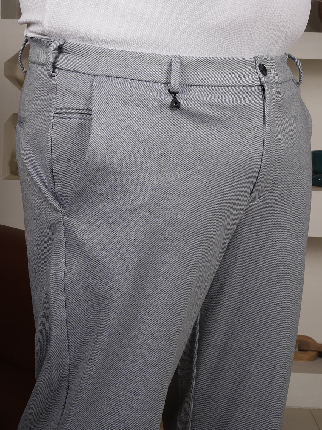 Men's Plus Size Sky Blue Casual Trousers