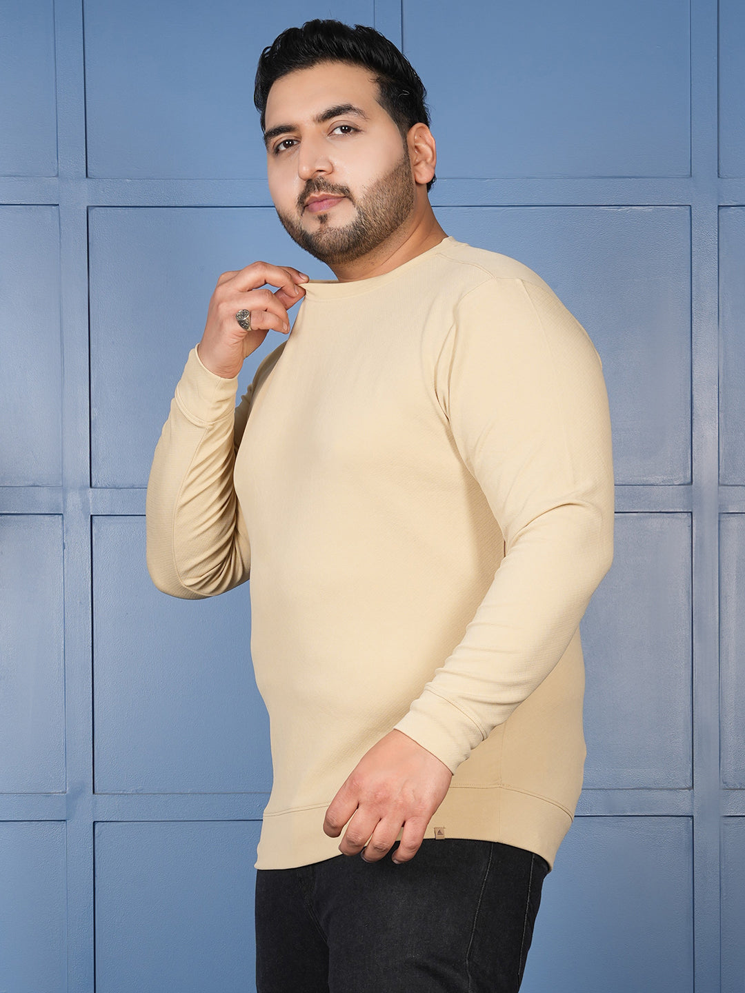 Men’s Premium Beige Sweatshirt – Classic Crew Neck