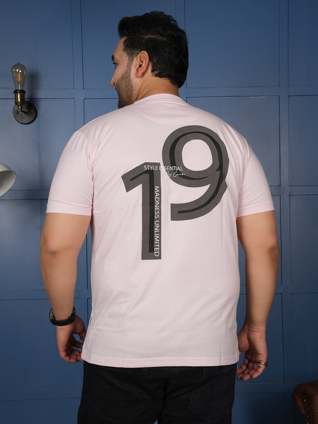 Men’s Light Pink Back Print T-Shirt – Casual Street Style