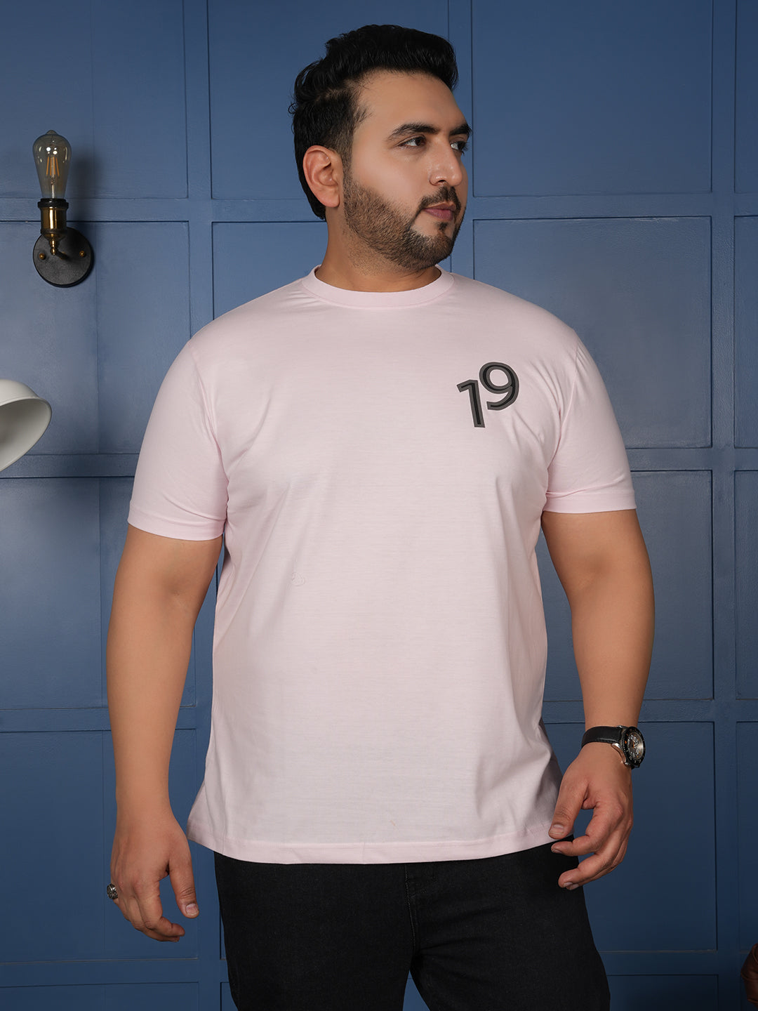 Men’s Light Pink Back Print T-Shirt – Casual Street Style