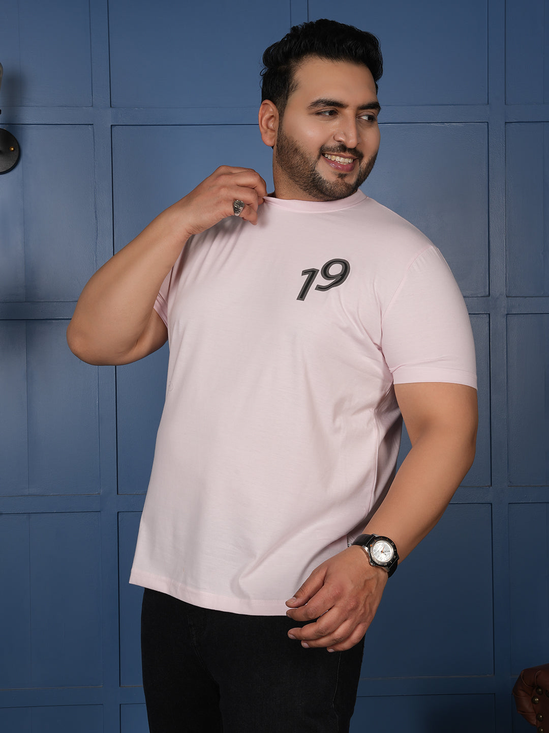 Men’s Light Pink Back Print T-Shirt – Casual Street Style