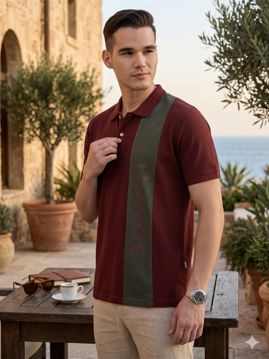 Canoe Men Short Sleeve Polo Neck Printed Pattern T-Shirt