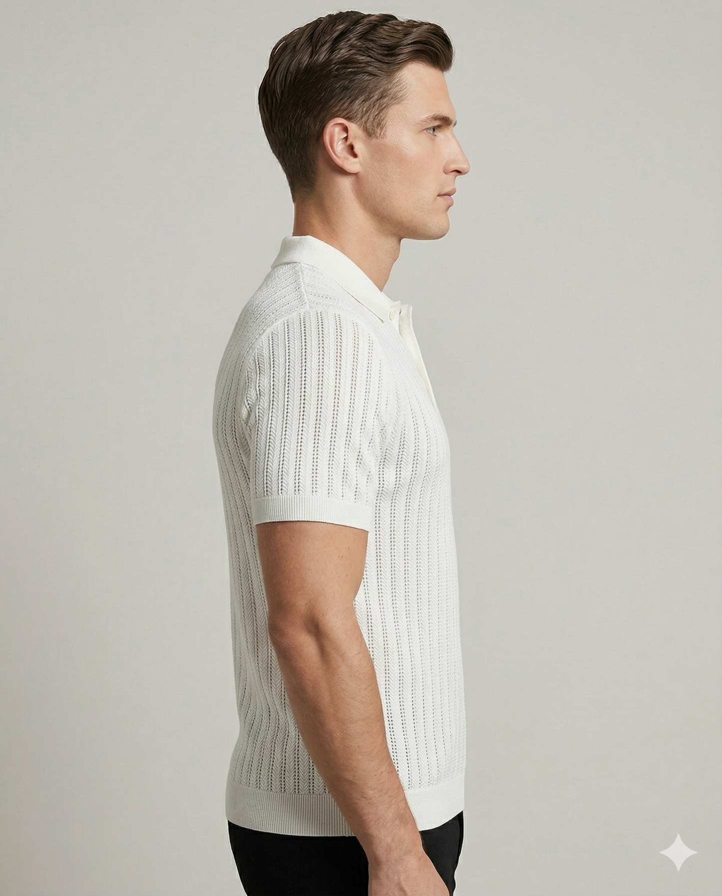 Men's White Textured Polo T-Shirt | Premium Elegant Smart Casual Polo for Men