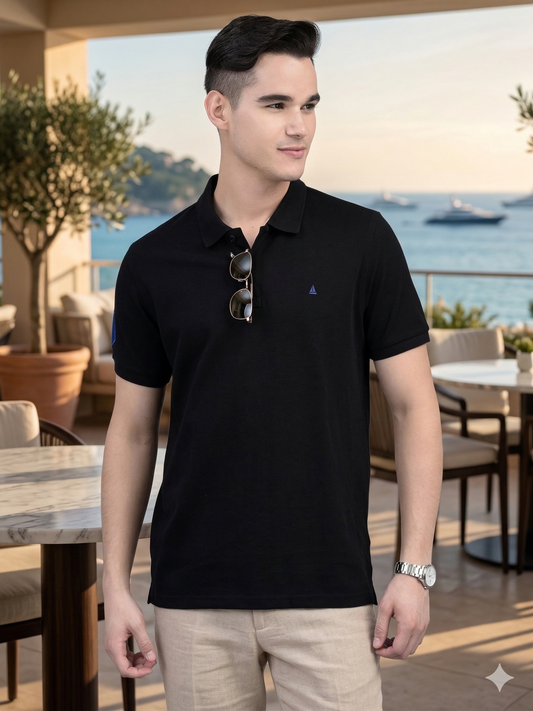 Canoe Men Short Sleeve Polo Neck Solid Pattern T-Shirt