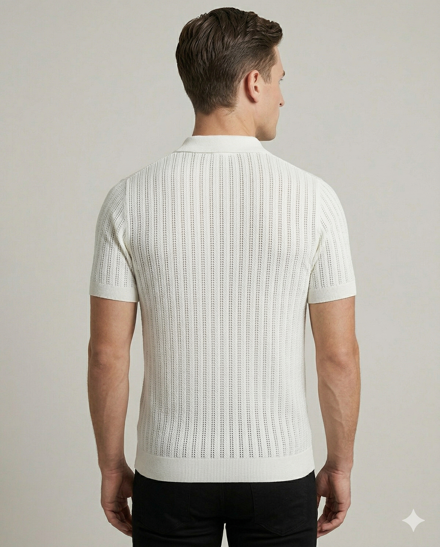 Men's White Textured Polo T-Shirt | Premium Elegant Smart Casual Polo for Men