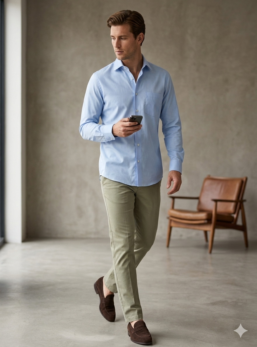 Formal Shirts : Light Blue Formal Shirt by Canoe