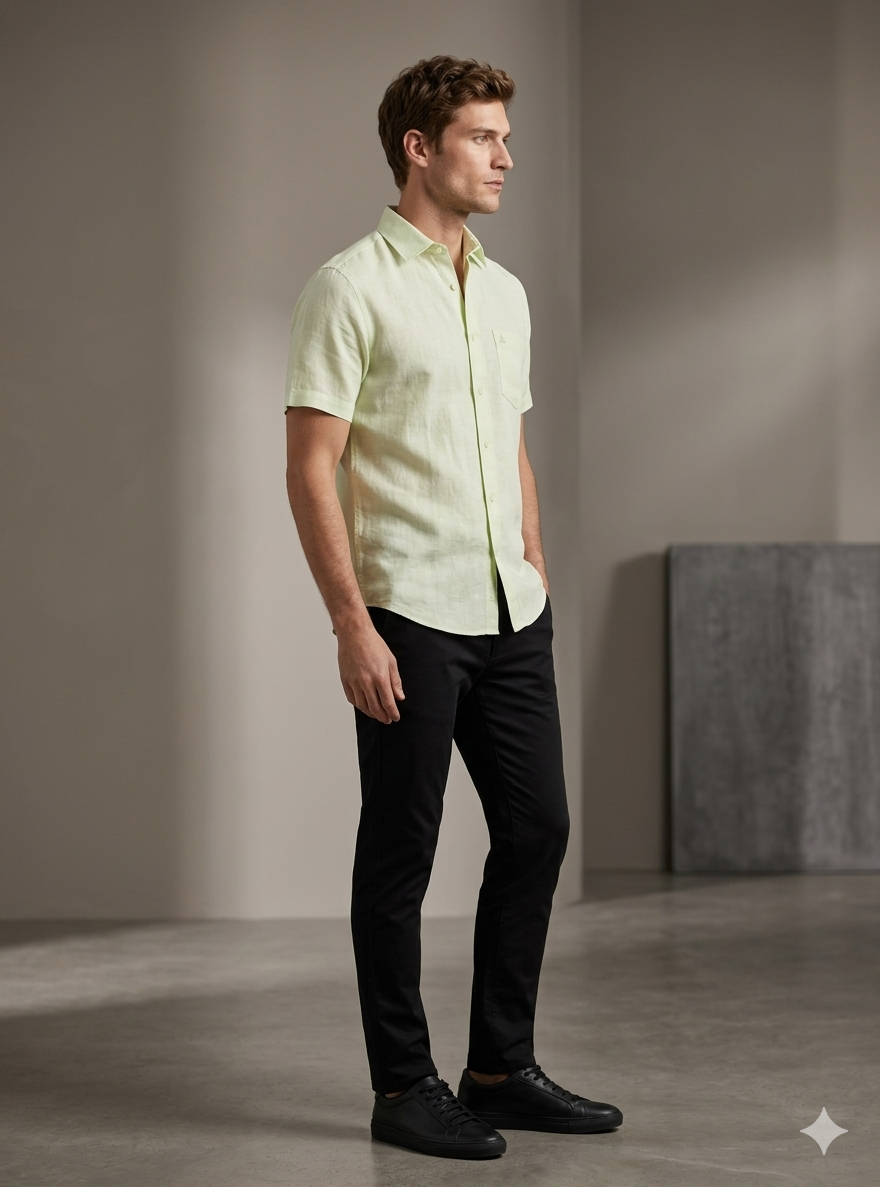 Men’s Premium Linen Short Sleeve Shirt | Breathable Summer Fit