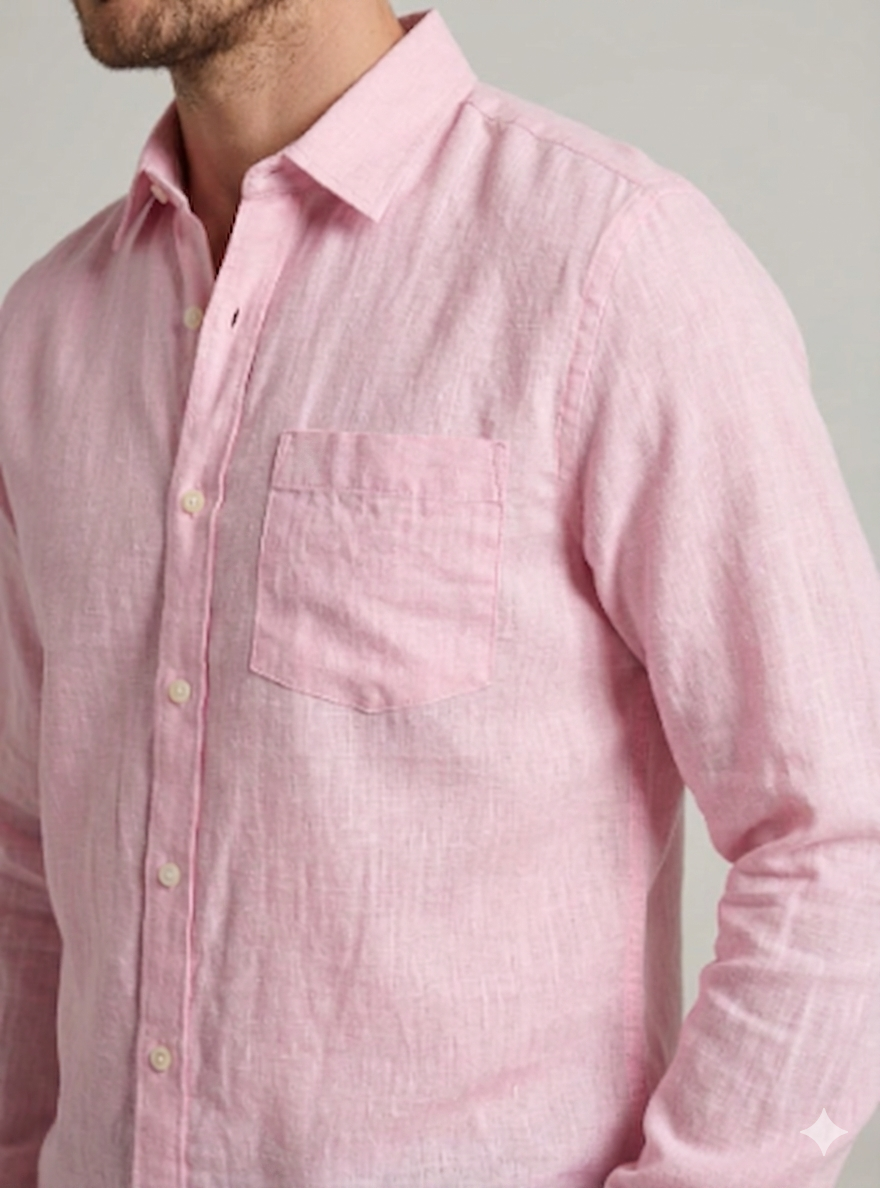 Men’s Solid Pink Casual Shirt