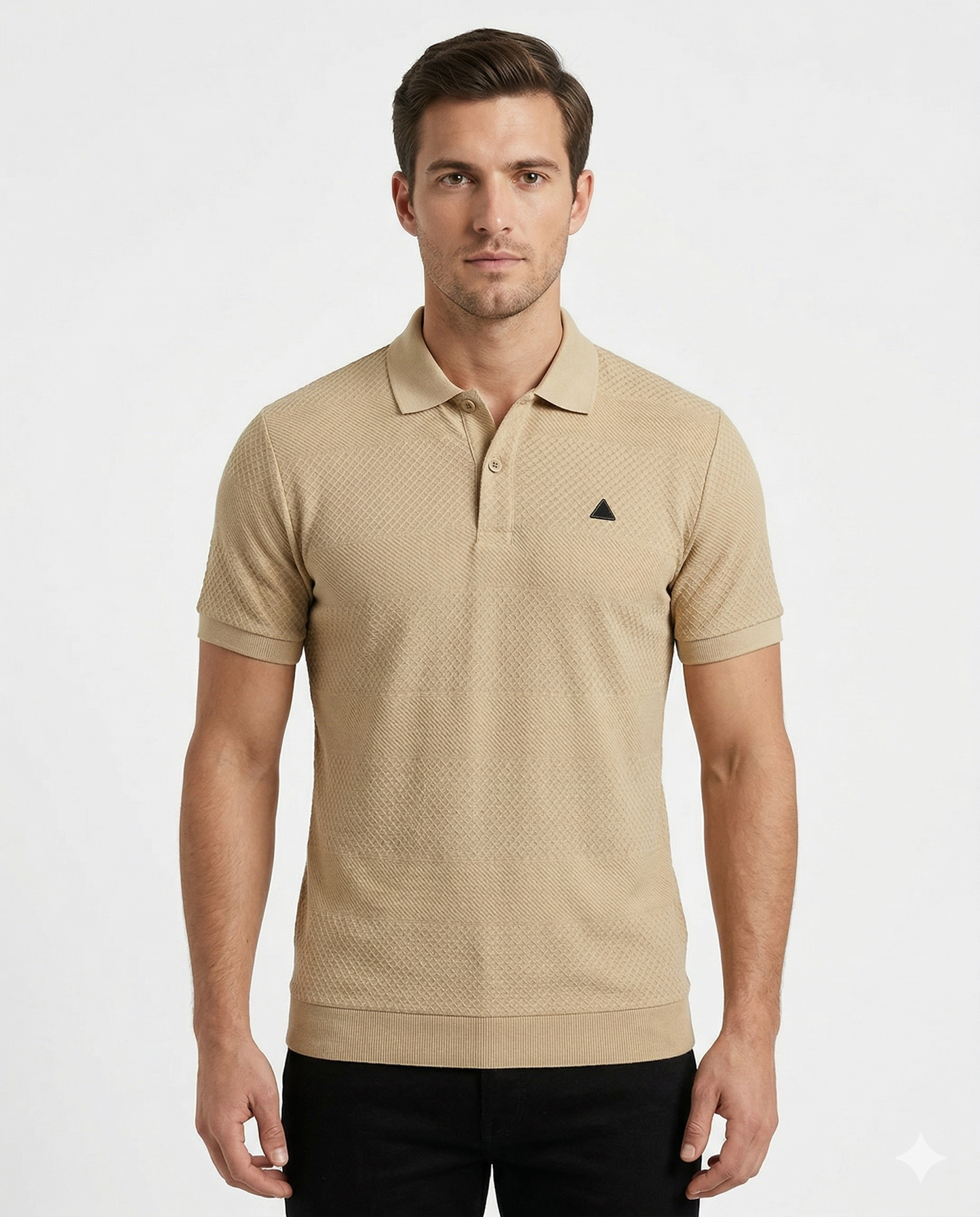 Men's Beige Polo T-Shirt | Premium Cotton Smart Casual Collar T-Shirt