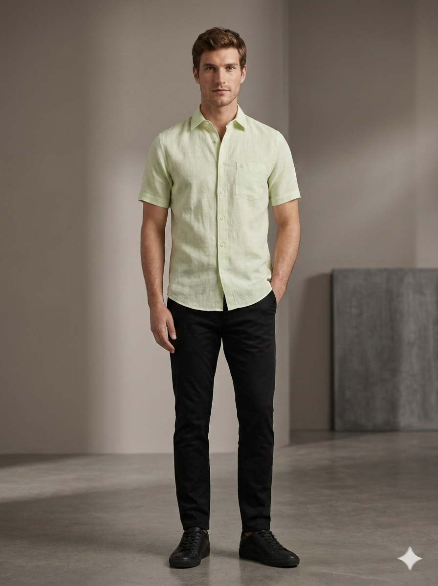 Men’s Premium Linen Short Sleeve Shirt | Breathable Summer Fit