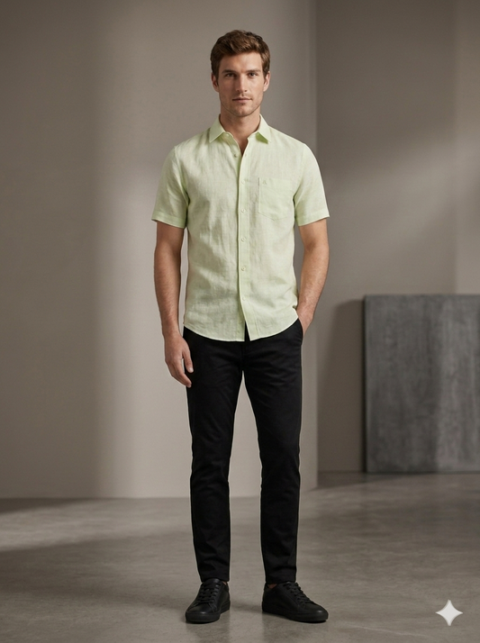 Men’s Premium Linen Short Sleeve Shirt | Breathable Summer Fit