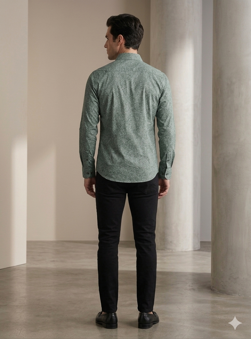 Printed Shirts: Green Printed Shirt by CANOE