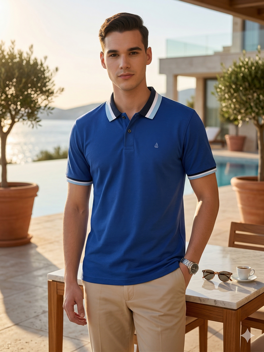 Canoe Men Short Sleeve Polo Neck SOLID Pattern T-Shirt