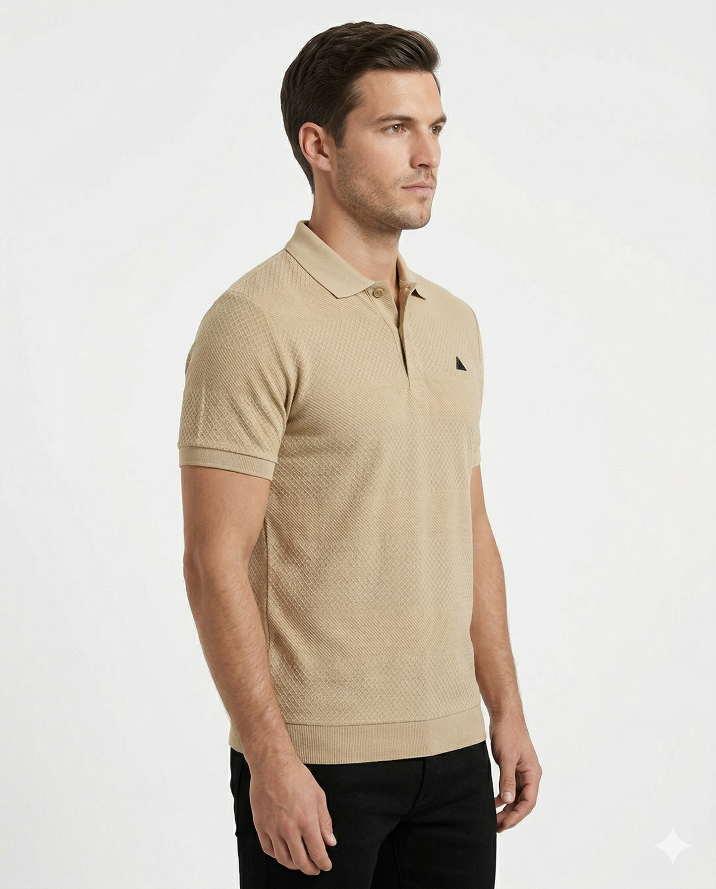 Men's Beige Polo T-Shirt | Premium Cotton Smart Casual Collar T-Shirt