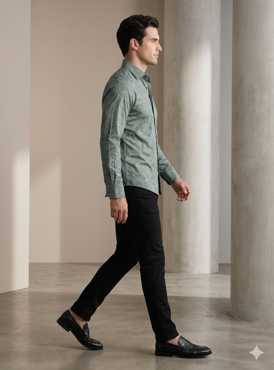 Printed Shirts: Green Printed Shirt by CANOE