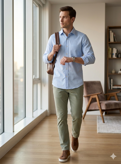 Formal Shirts : Light Blue Formal Shirt by Canoe